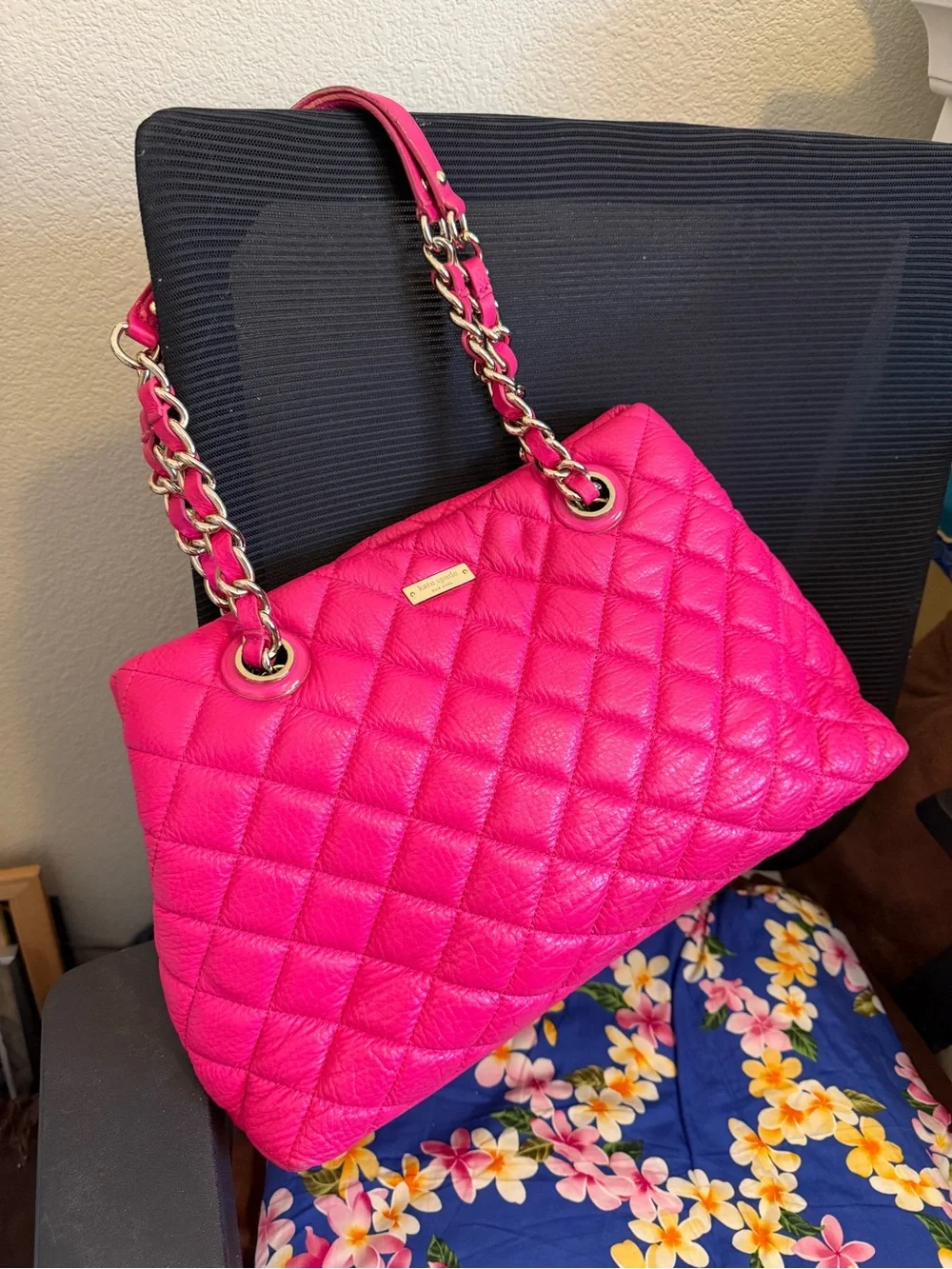 kate spade Quilted Chain-Handle Shoulder Bag in Hot Pink
